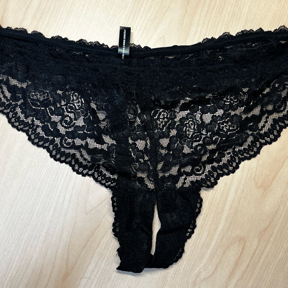 Lace crotchless panty